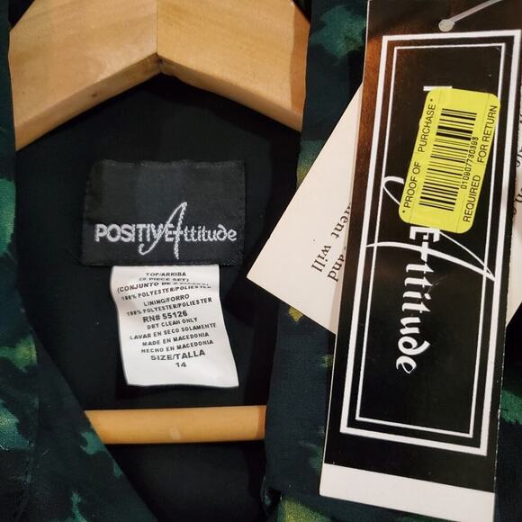 Positive Attitude Y2K Blouse Womens Size 14 Green Floral Ruffle Whimysgoth Retro - Picture 9 of 9